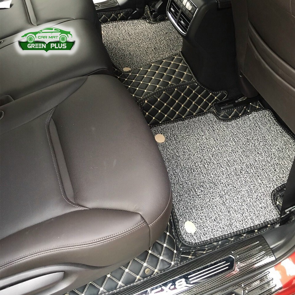 Thảm lót sàn ô tô 6D Mazda Cx8 da Pu cao cấp, chống nước, phủ kín 90% sàn xe