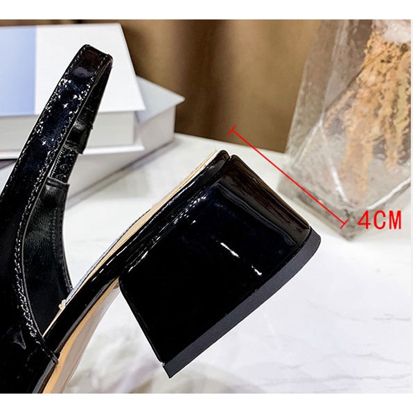 Giày búp bê hở gót nữ giày 3cm phối xích đi học đi làm đi chơi màu trắng mũi đen