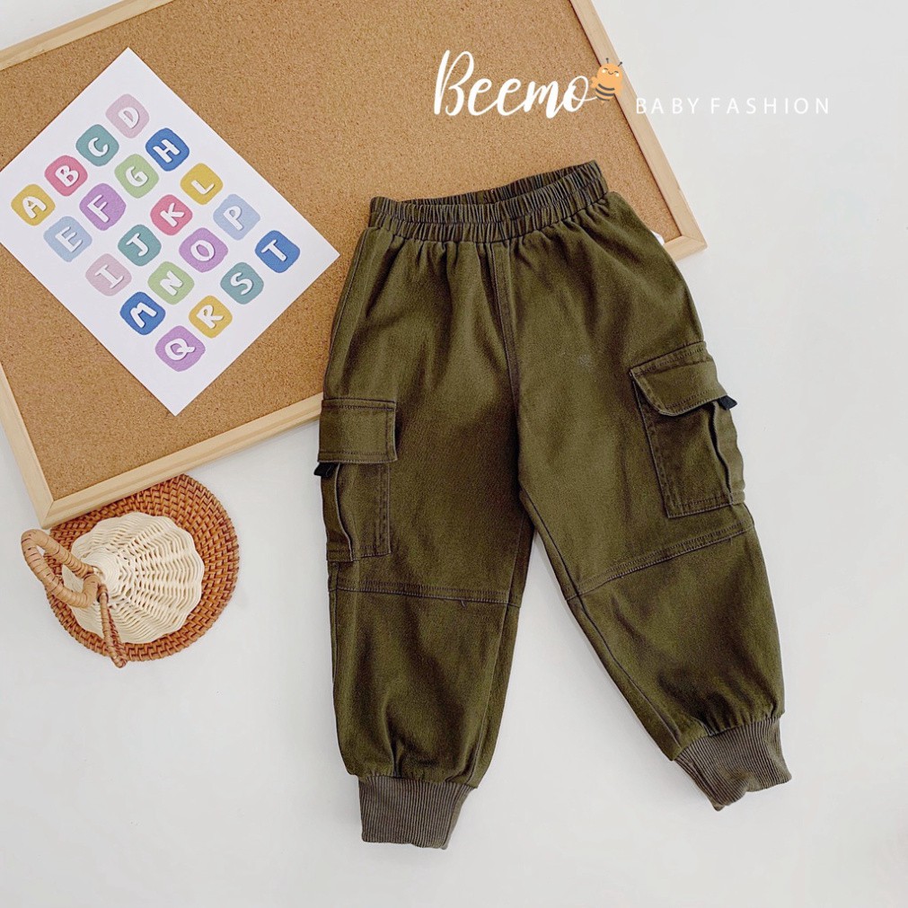 Quần kaki phối túi hộp bo chun gấu cho bé trai,bé gái - 21Q008