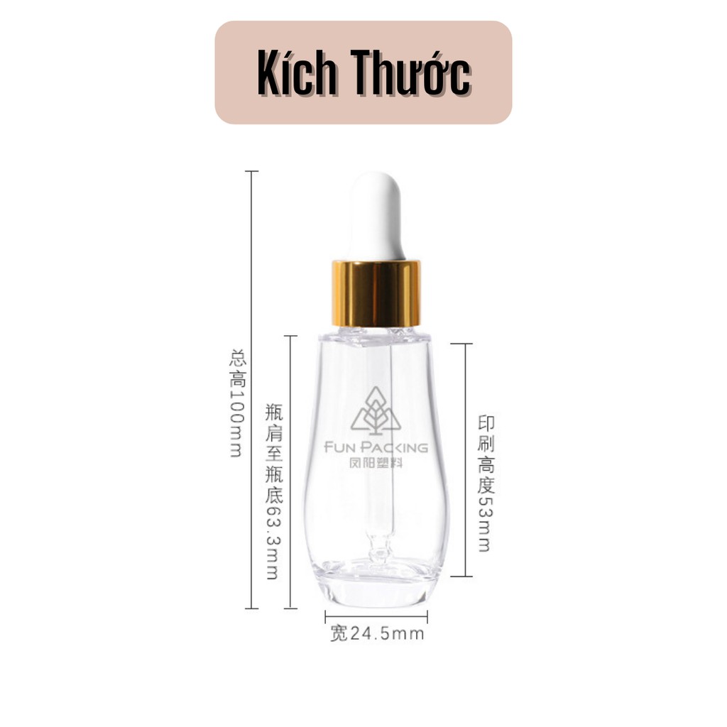 Lọ Chiết Chai Chiết Tinh Chất, Serum Nắp Mạ Vàng Dung Tích 30ML CCC22