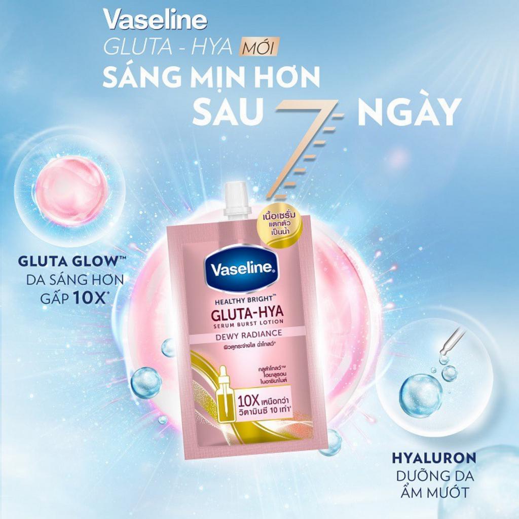 Sữa Dưỡng Thể Vaseline Gluta Hya 10x 30ml Gói Nhỏ Màu Hồng Trắng Da Ngăn Ngừa Lão Hóa