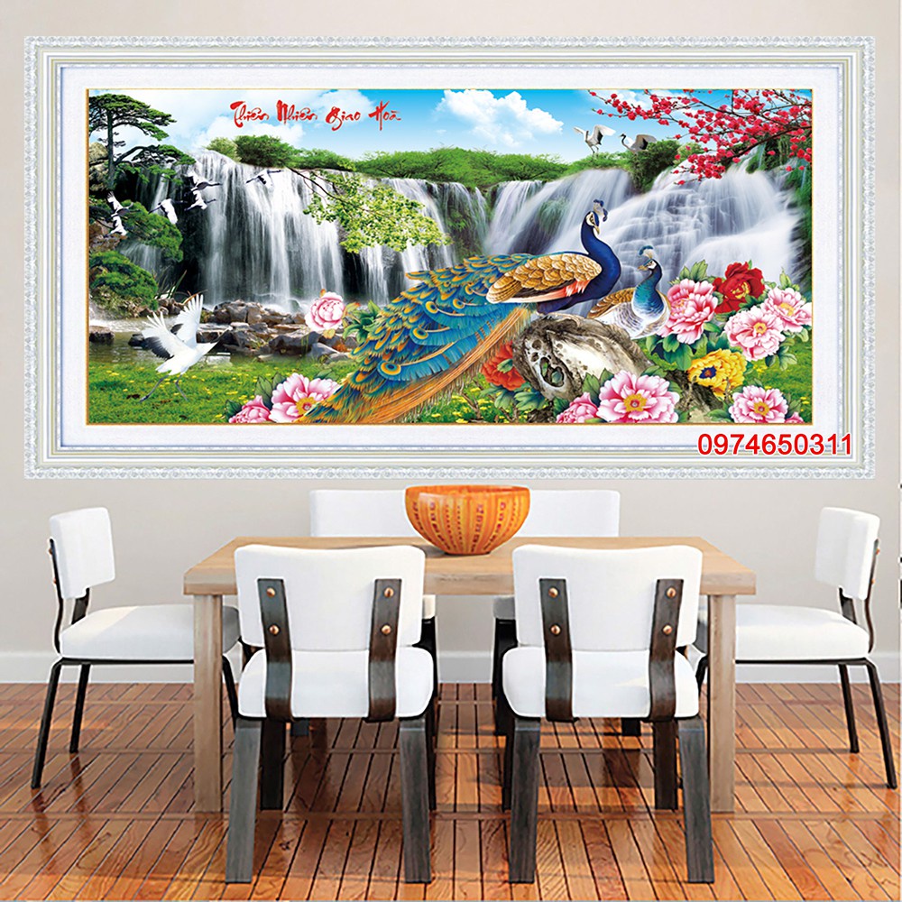 Tranh đính đá công thiên nhiên giao hòa KT:100x50cm,tranh gắn đá chưa gắn.