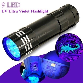 Đèn pin uv 9 bóng led mini ánh sáng tím / tia cực tím aaa