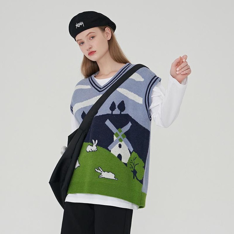 Áo Gile Len Cặp Đôi Nam Nữ Dáng Rộng, Áo Len Unisex FreeSize Hàng Quảng Châu Cao Cấp | BigBuy360 - bigbuy360.vn