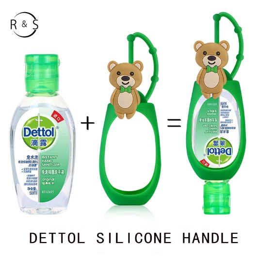 DETTOL Chai Đựng Nước Rửa Tay Khử Trùng Bằng Silicone 50ml Có Móc Treo Hình Gấu
