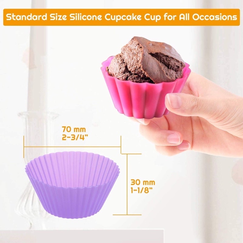 Khuôn làm bánh Muffin silicon chịu nhiệt dùng nướng bánh bông lan kem, socola cho nồi chiên không dầu lò nướng an toàn