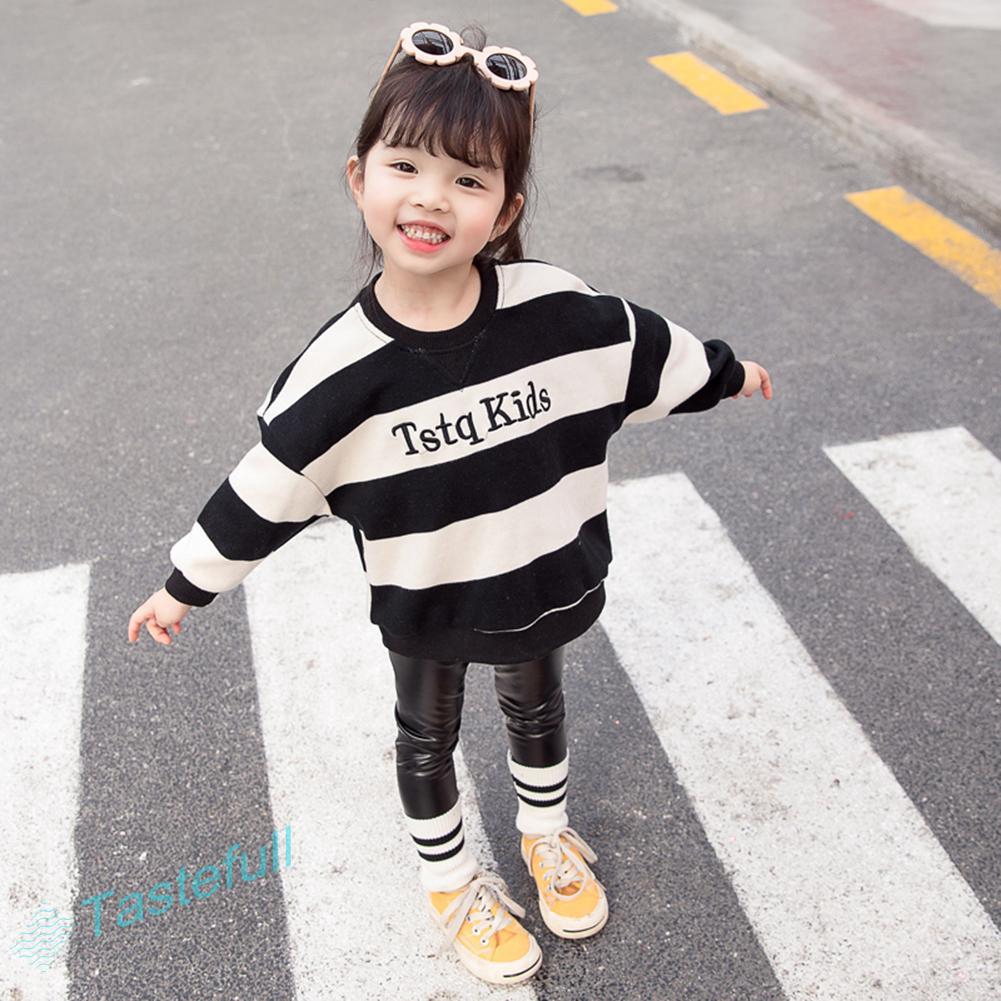 2pcs Clothes Set Striped Letter Kid Girls Long Sleeve Jumper Pants for baby