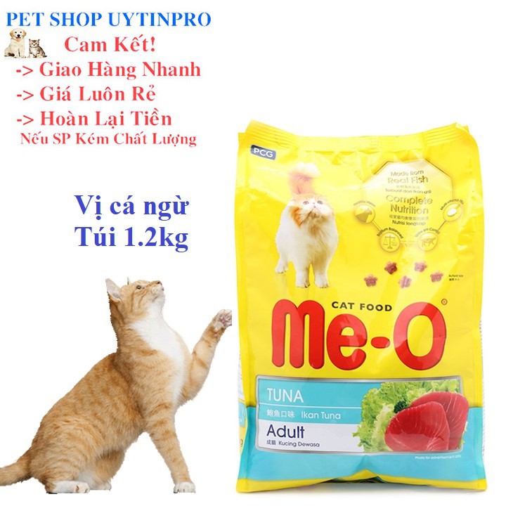 THỨC ĂN MÈO LỚN Me-O Dạng hạt Vị cá ngừ Túi 1.2kg Xuất xứ Thái Lan