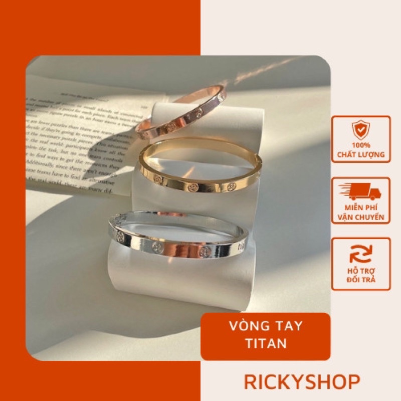 [ Size 17,5 ]Vòng tay thép titan không phai không gây dị ứng màu, thời trang mùa hè độc đáo