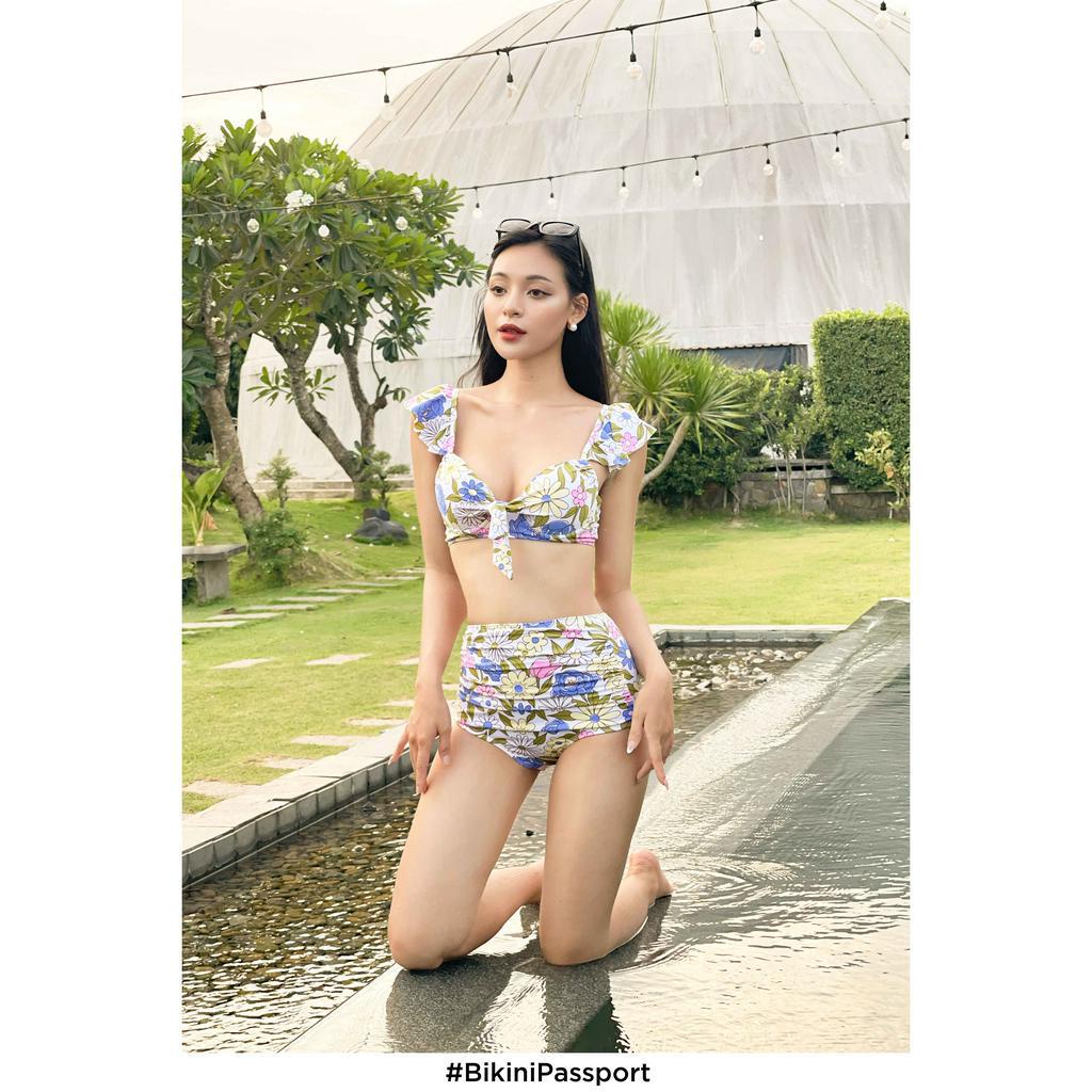 Bộ đồ bơi NỮ BIKINI PASSPORT kiểu Bikini lưng cao áo cup, vai bèo - màu Trắng - BS311_WH