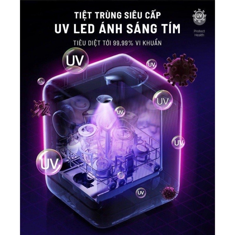 Máy rửa bình sữa Agii 03 cao cấp 4in1 rửa bình, sấy khô, tiệt trùng UV, lưu trữ