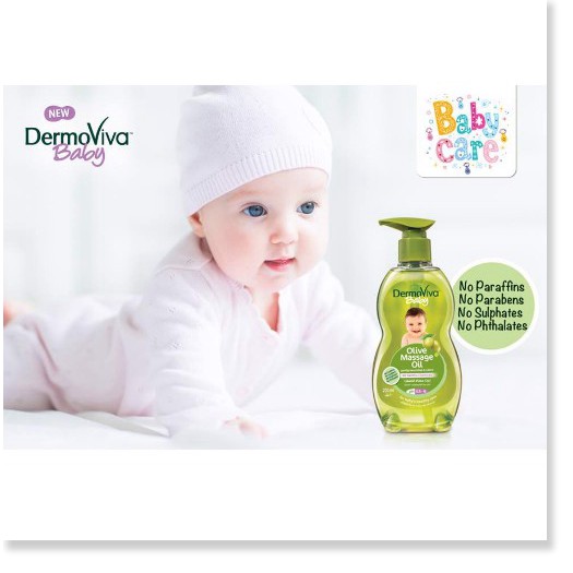 [Mã chiết khấu giá sỉ chính hãng] Dầu mát xa DermoViva chiết xuất Olive cho bé - Dermoviva Baby Olive Massage Oil 200ml