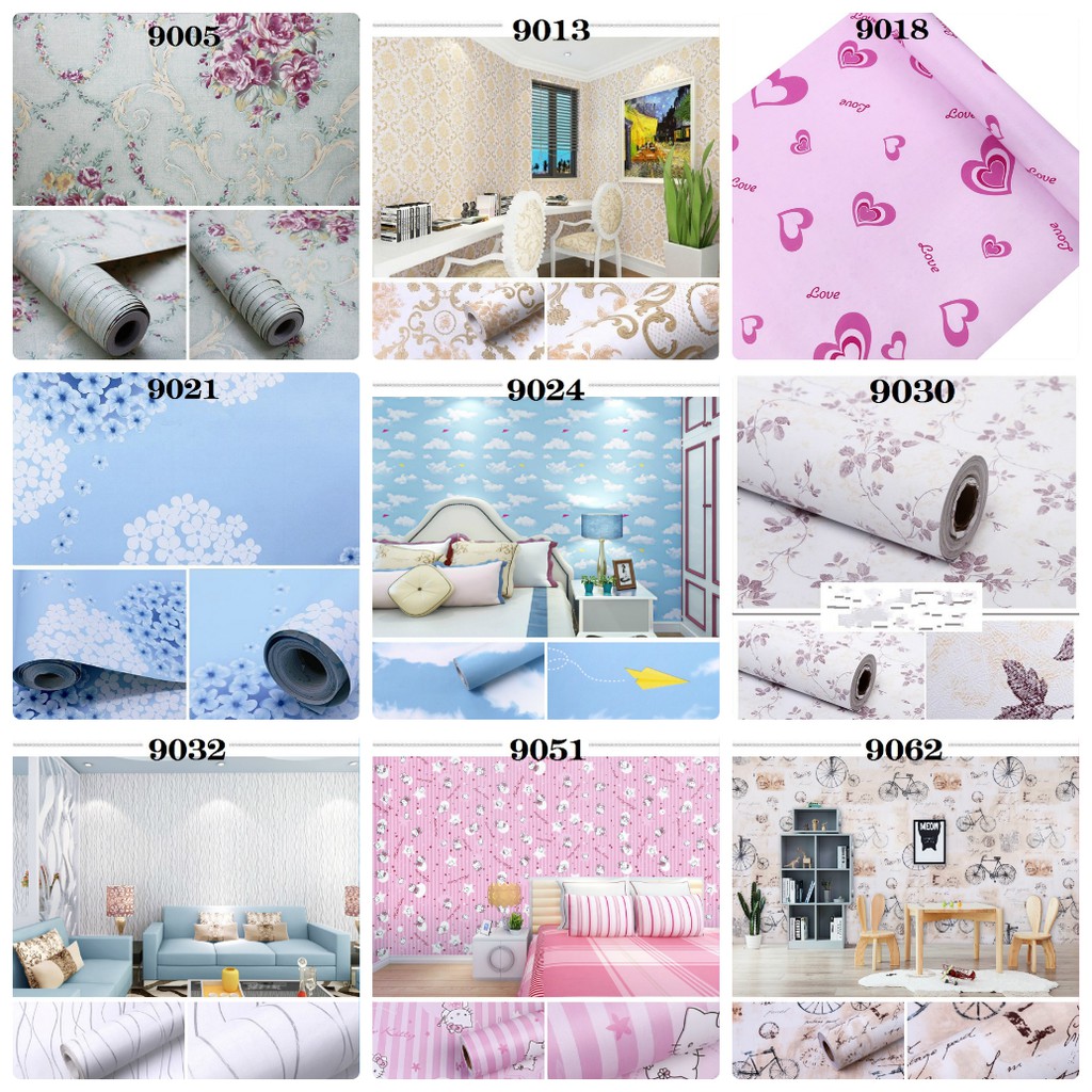 Combo 5m-10m Giấy Dán Tường Khổ Rộng 0.45m Có Sẵn Keo (Nhiều Mẫu)