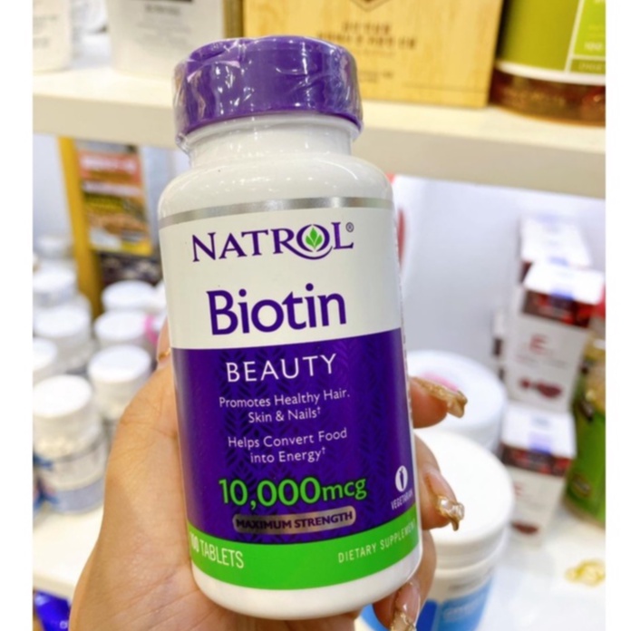 Viên uống ngăn rụng tóc, hỗ trợ mọc tóc [Mỹ] Natrol Biotin Beauty 10,000mcg Maximum Strength Hộp 100 Viên [Chính hãng]
