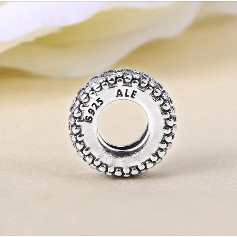 charm pan dẹt spacer đính đá trắng cao cấp bạc s925