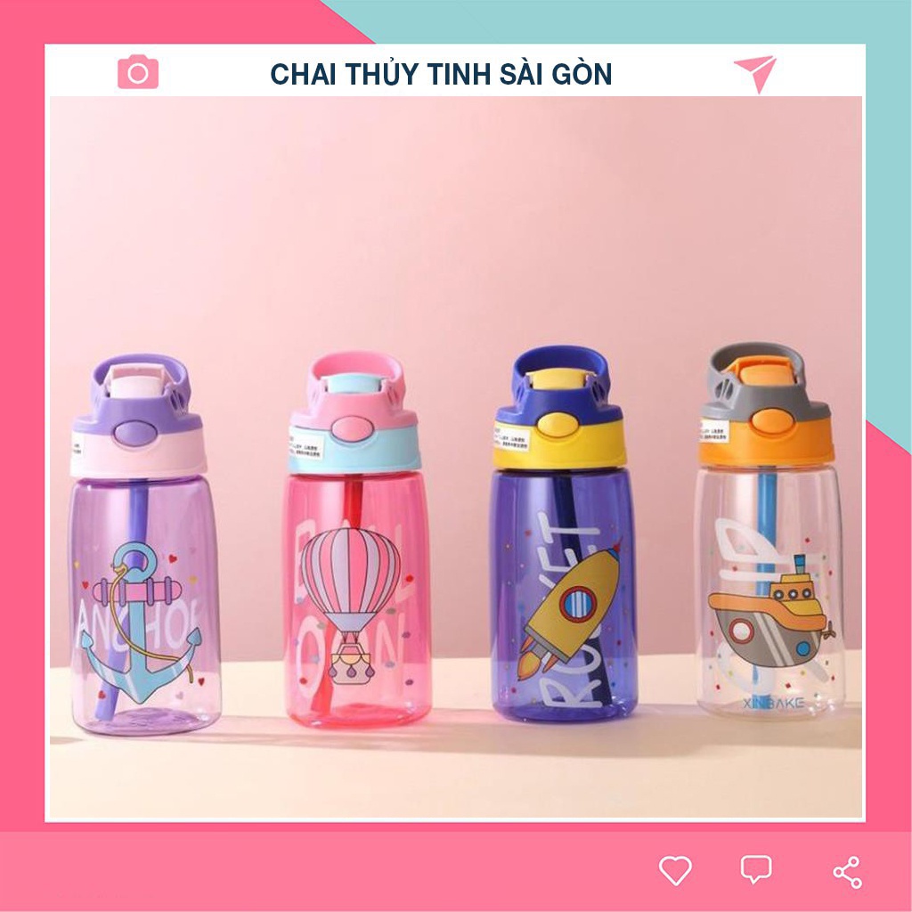 Bình nước em bé 🍑KÈM ỐNG HÚT🍑 Bình nước cho bé 500ml XINBAKE cao cấp