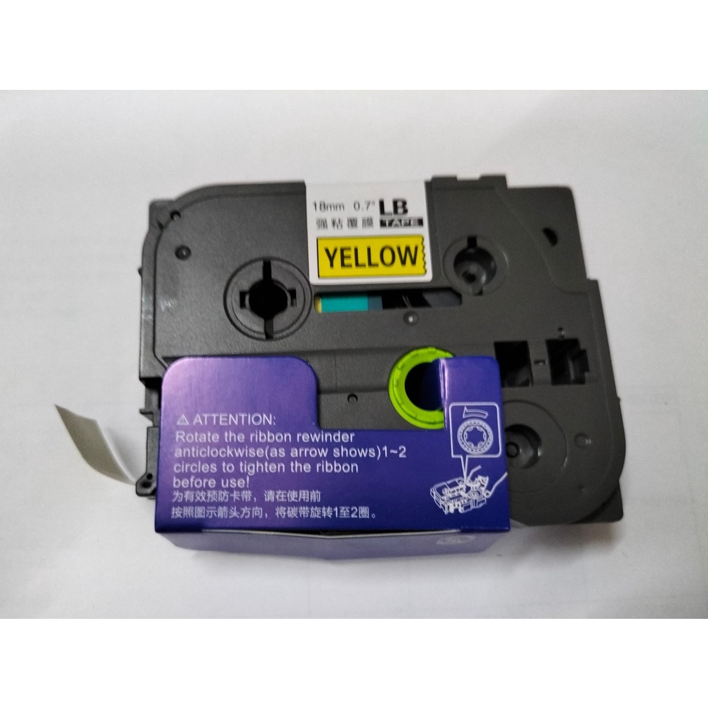 Nhãn in LB - 641 dành cho máy Brother P- Touch – CHỮ ĐEN NỀN VÀNG khổ rộng 18mm*8m