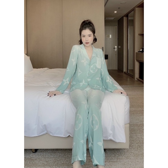 Đồ Bộ Pijama Nữ Lụa Mango Cao Cấp,Tay Dài Quần Dài