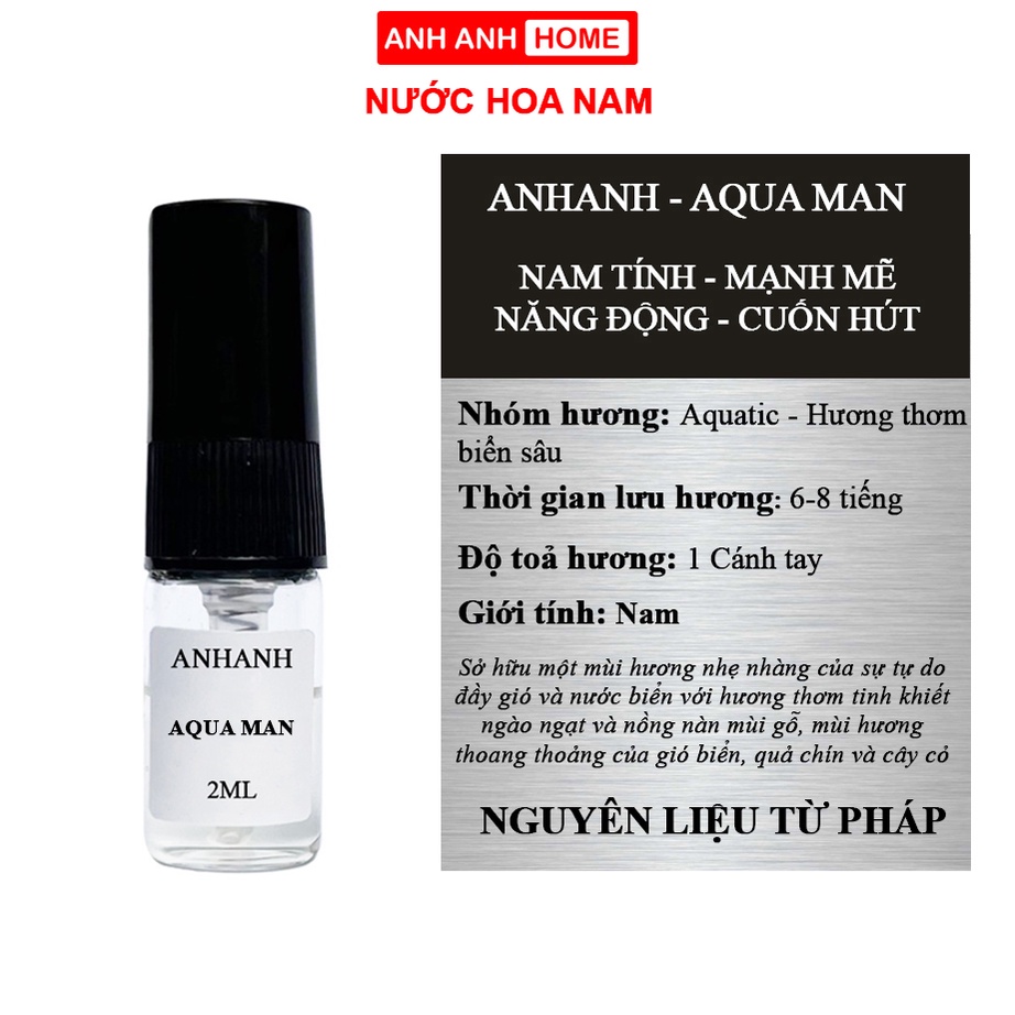 ✅ Tinh dầu Nước Hoa Nam ANHANH AQUA MAN 07 - Nhẹ nhàng, Nam Tính, Mạnh mẽ, Năng động, cuốn hút - lưu hương 6-8 tiếng