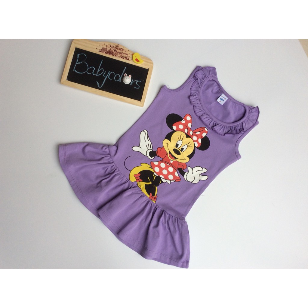 Đầm hè Mickey bé gái - cotton 4 chiều cao cấp bền đẹp, giặt không ra màu