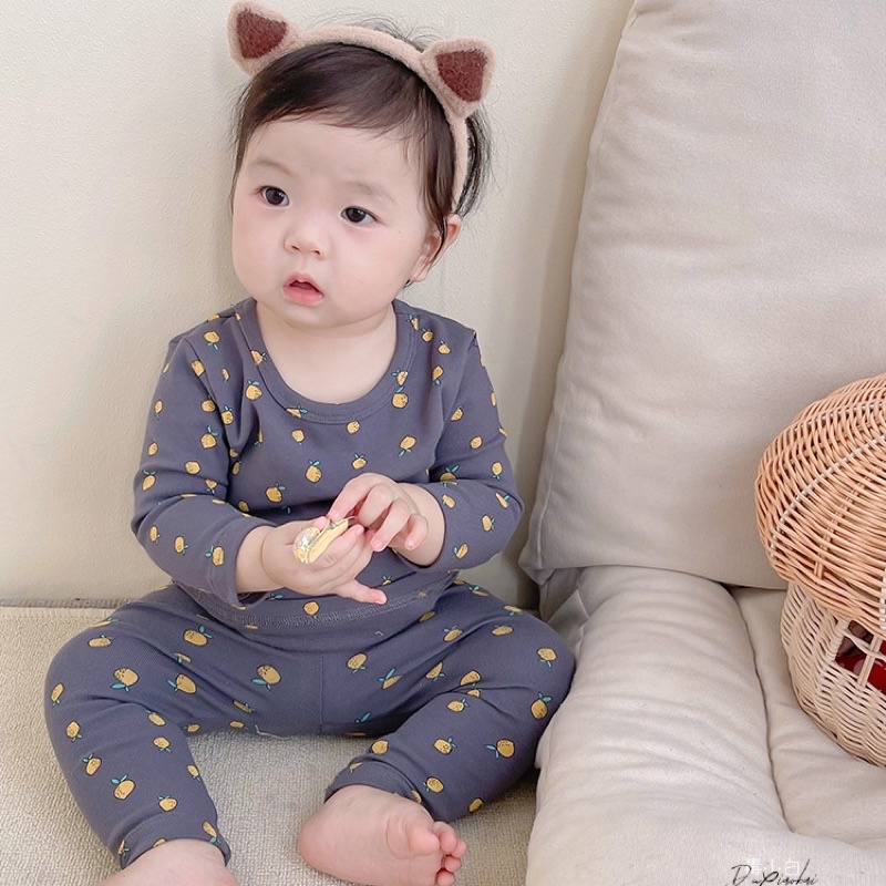 Bộ thun dài tay chất dày dặn cho bé mặc thu đông hàng QC bao sịn sò
