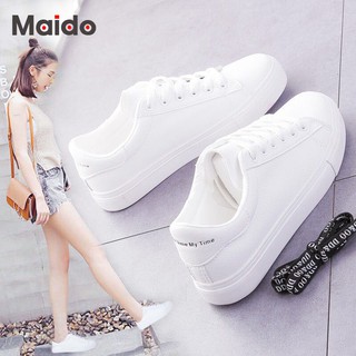 Mất Tiền Bán Hàng Số Lượng Cô Gái Hàn Quốc Phải Có Giày Trắng Đường Phố Đơn Giản Nữ Mùa Hè 2021 Tất Cả Trận Đấu Ngón Chân Tròn Phối Ren Phiên Bản Hàn Quốc Giày Sneake Sinh Viên
