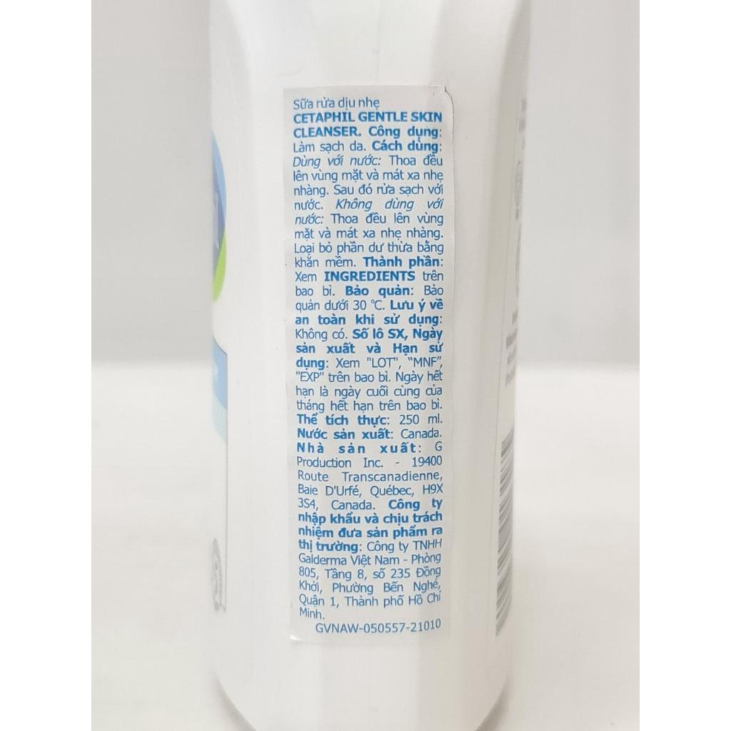 Sữa Rửa Mặt Dịu Nhẹ CETAPHIL Gentle Skin Cleanser 250ml
