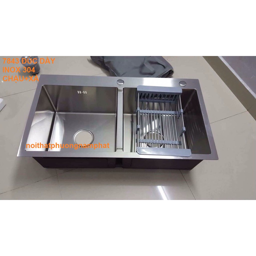 Combo Chậu Rửa Chén Bát INOX SUS 304 N6 7843 ĐÚC NA.GRAND và bộ xả chậu thoát nước