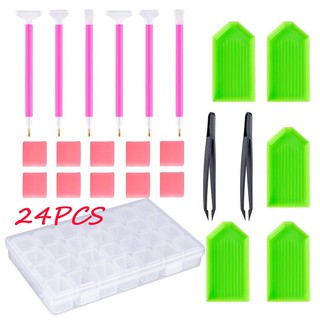 Bộ 11 / 24 dụng cụ làm tranh đính đá chuyên dụng tiện lợi