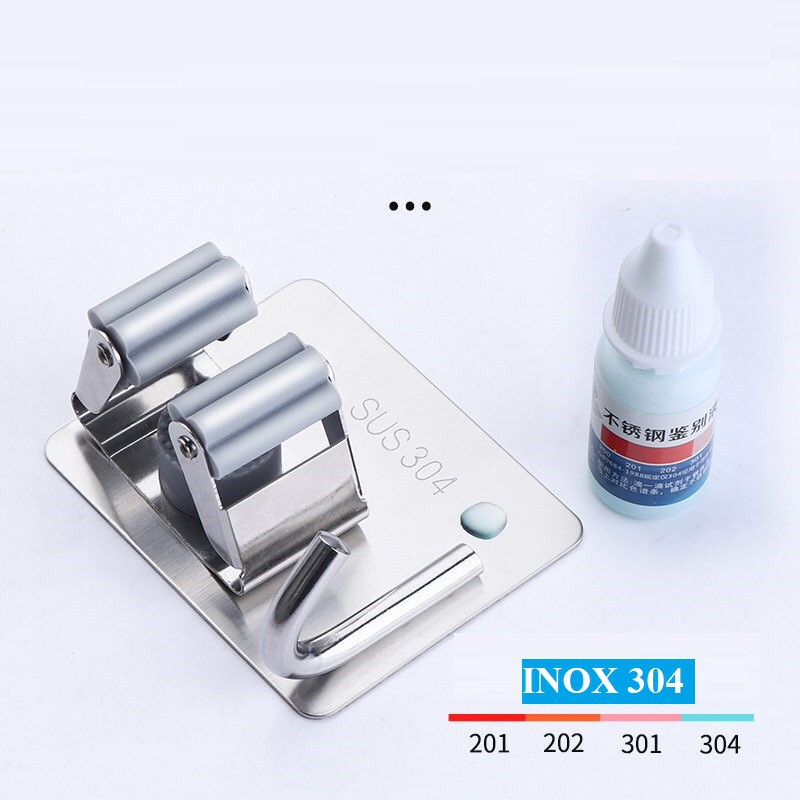 Móc treo chổi, cây lau nhà Inox - Móc treo vòi sen, cọ chà toilet không cần khoan tường