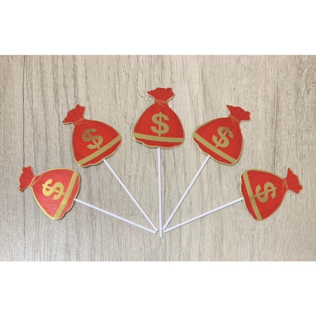 set cắm bánh kem [FREESHIP]  set túi tiền đỏ