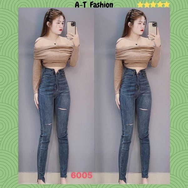 Quần Jean Nữ rách cá tính thời trang A-T Fashion ❤️FREESHIP❤️ Quần Bò Nữ cạp cao phong cách hiện đại trẻ trung - QJN6005
