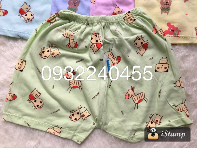 Combo 10 quần đùi cotton hình loại 1 cho bé 4-14kg (Giao màu ngẫu nhiên)