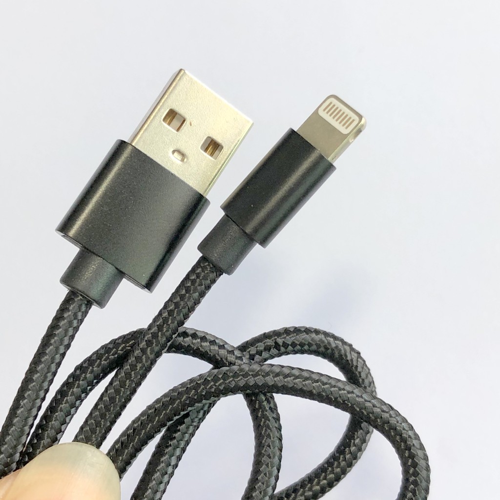 Dây nạp iphone bọc dù KLH 02 cao cấp dài 1m, Cáp sạc nhanh ip6/7/8/x/11/12 sạt cho các dòng ipad và củ cốc xạc 2A