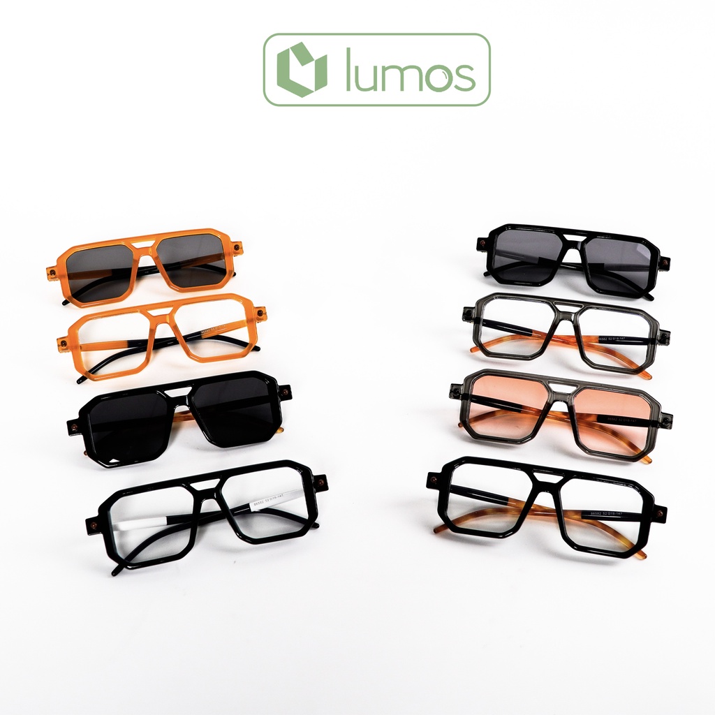 Gọng kính cận vuông nam nữ Kuboraum thời trang Hot trend 2022 Lumos 86582