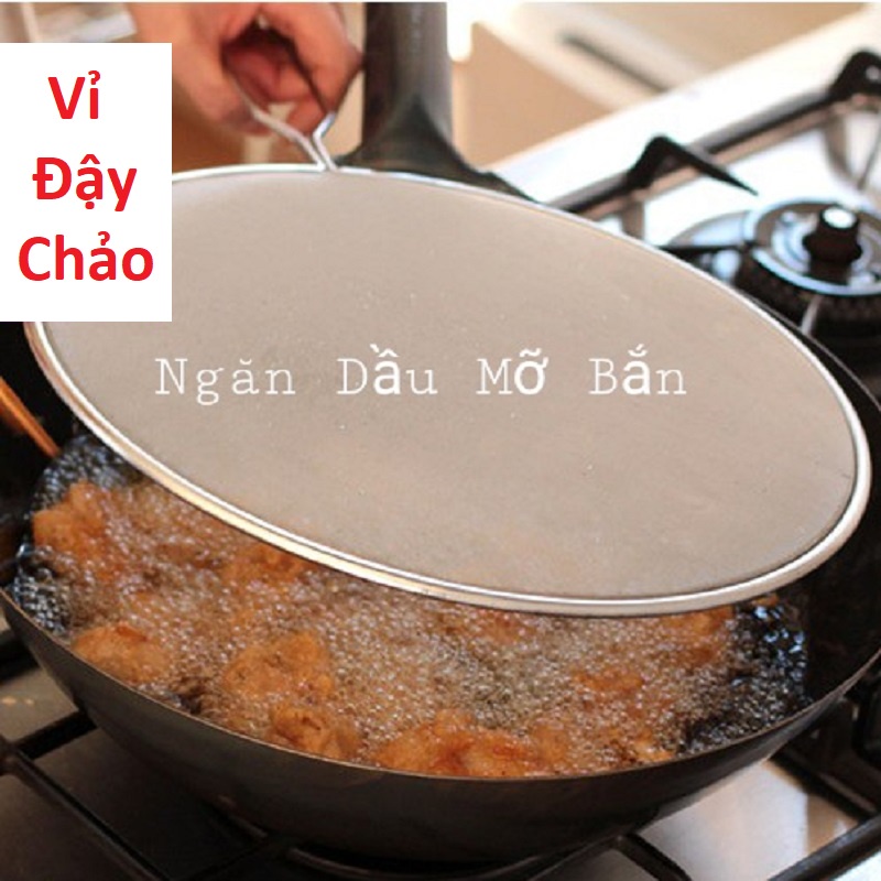Nắp Lưới Đậy Chảo Vỉ Đậy Chảo Bằng Lưới Inox Có Tay Cầm Chống Bắn Dầu Mỡ Hiệu Quả Đường Kính 29cm Và 33cm