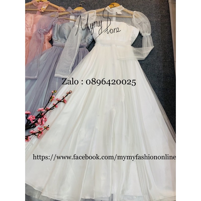 Đầm maxi dự tiêc tay dài phồng bo eo sang trọng TRIPBLE T DRESS size M/L (kèm ảnh/video thật) MS304V