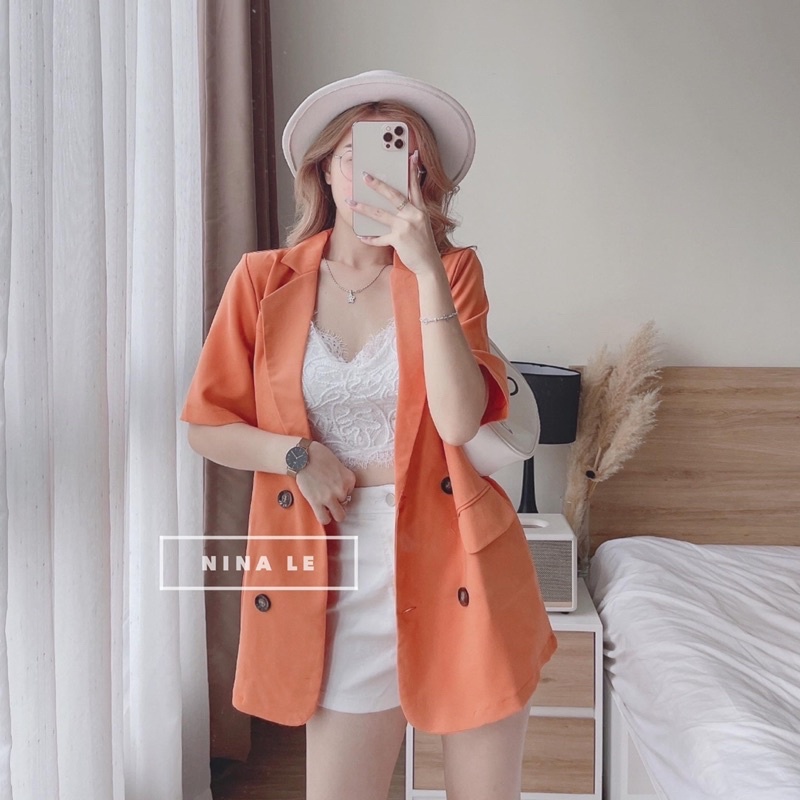 Áo khoác vest cộc tay 4 khuy nhiều màu / Áo khoác blazer cộc tay cài khuy