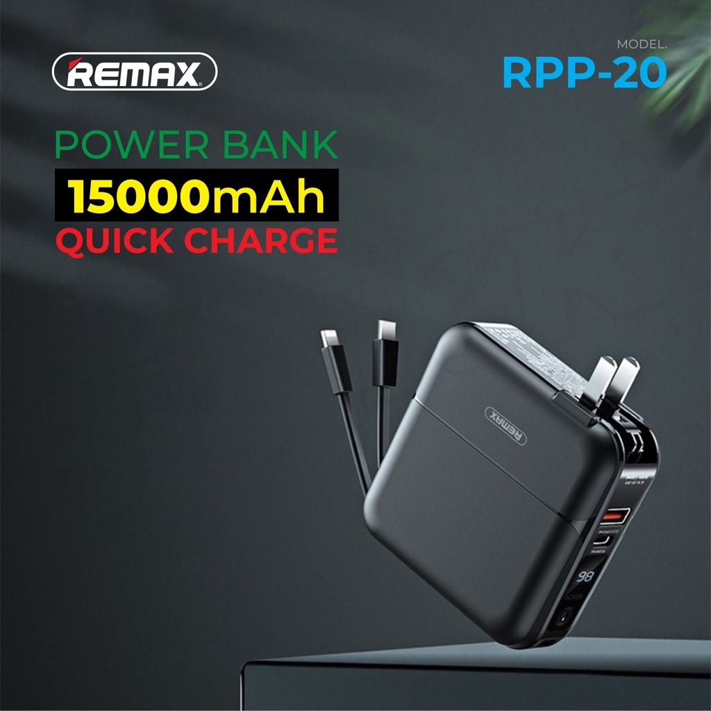 Remax RPP-20 Sạc dự phòng remax RPP-20 dung lượng 15.000mAh - Cốc sạc kiêm pin dự phòng hỗ trợ sạc nhanh 18w cắm điện