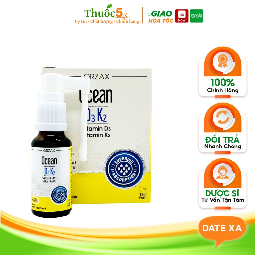 Vitamin Dạng Xịt Ocean D3K2 Hỗ Trợ Tăng Cường Hấp Thu Canxi Giúp Bé Phát Triển Vượt Trội Chai 20ml