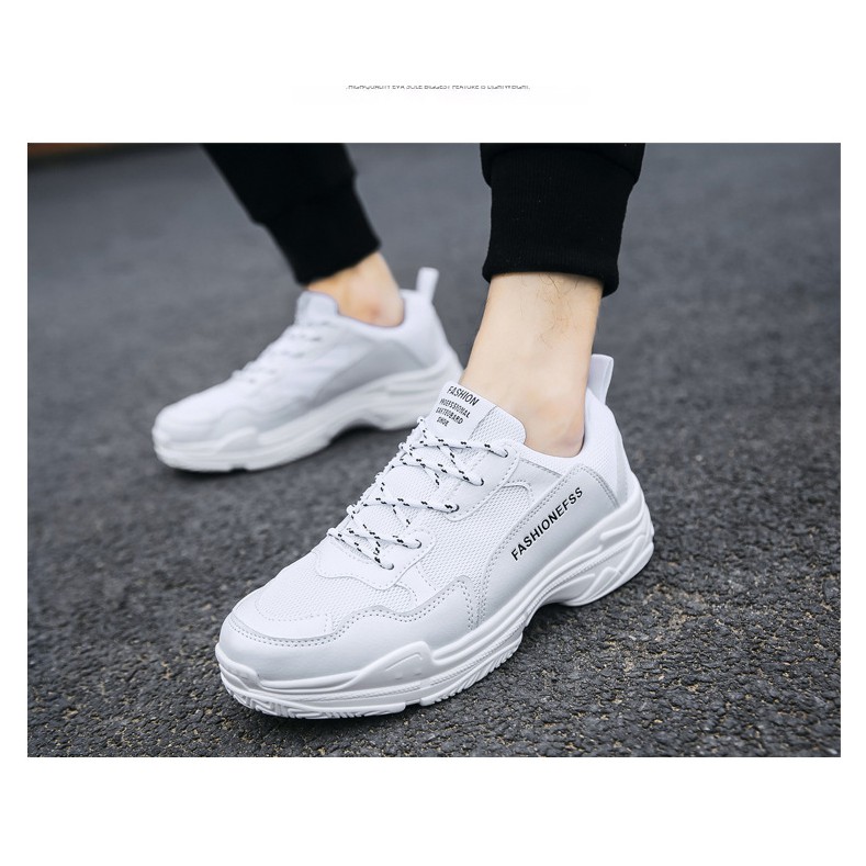 GiàyThể Thao 👟 Nam Giày Sneaker tăng chiều cao 5cm  kiểu mới nhẹ êm mềm giữ nhiệt SN59 mầu trắng