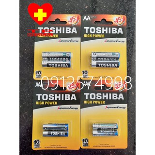 Pin Tiểu 2A (AA), 3A (AAA): Toshiba Alkaline (Vỉ 2 Viên - Pin Thật Chính Hãng)