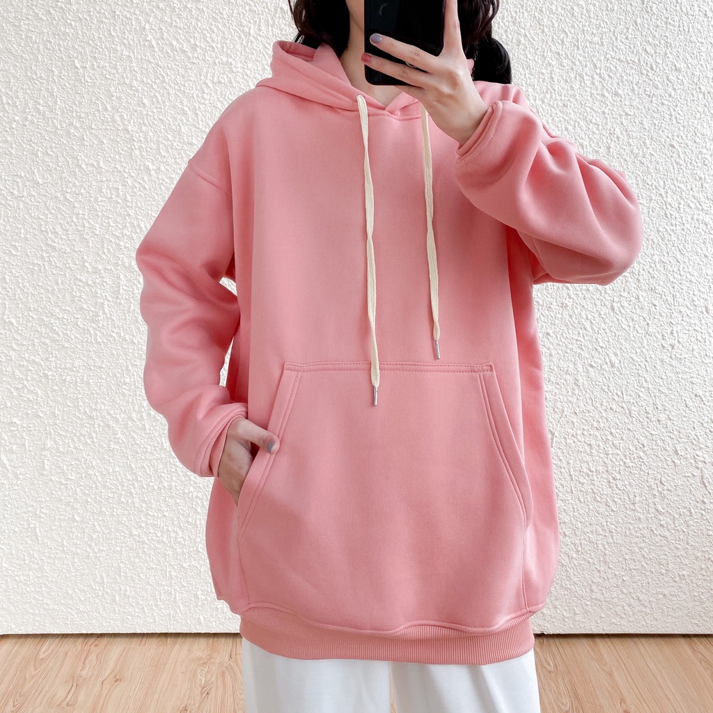 [HÀNG CÓ SẴN] Áo hoodie nữ May Boutique áo nỉ dài tay có mũ oversize trơn basic AHZ21D_110.030 | BigBuy360 - bigbuy360.vn