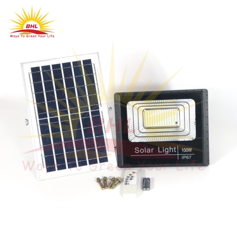 Bộ Đèn Pha Năng Lượng Mặt Trời 60W - 100W - 200W - 300W Siêu Sáng
