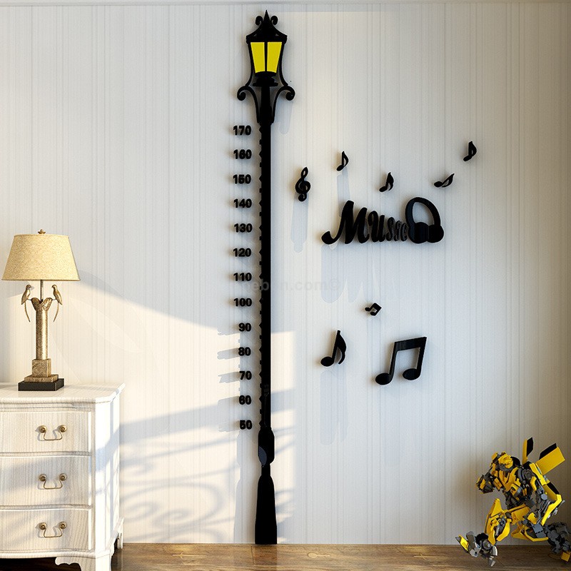 Thước đo chiều cao cho bé Cột Đèn Nốt Nhạc Tranh dán tường mica 3d decor Nhiều Size - EPeBen