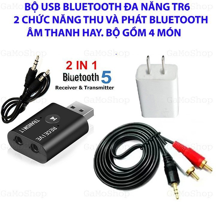 ◇☑Bộ USB Bluetooth đa năng TR6 4 in 1 Thu Và Phát Âm Thanh Stereo cho amply,loa, tivi,laptop