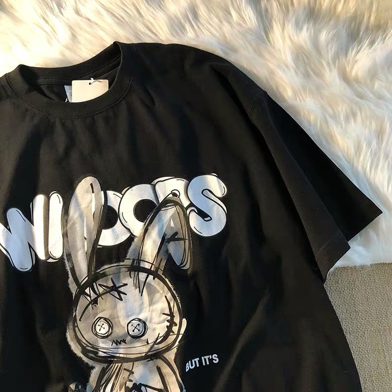 Áo thun tay lỡ nam nữ Thỏ Xám form rộng unisex oversize vải cotton xượt poli co giãn thấm hút tốt OZTT10 | BigBuy360 - bigbuy360.vn