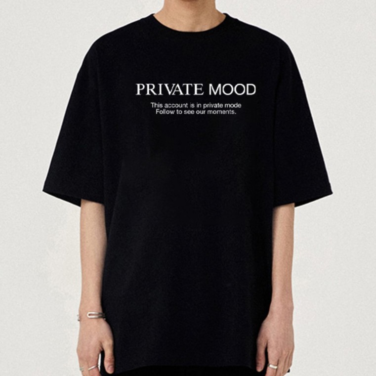 Áo thun PRIVATE MOOD® Letter Basic Logo Black/White