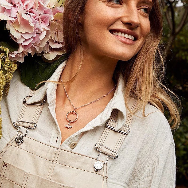 charm pan treo chuồn chuồn vàng hồng đính đá bạc s925