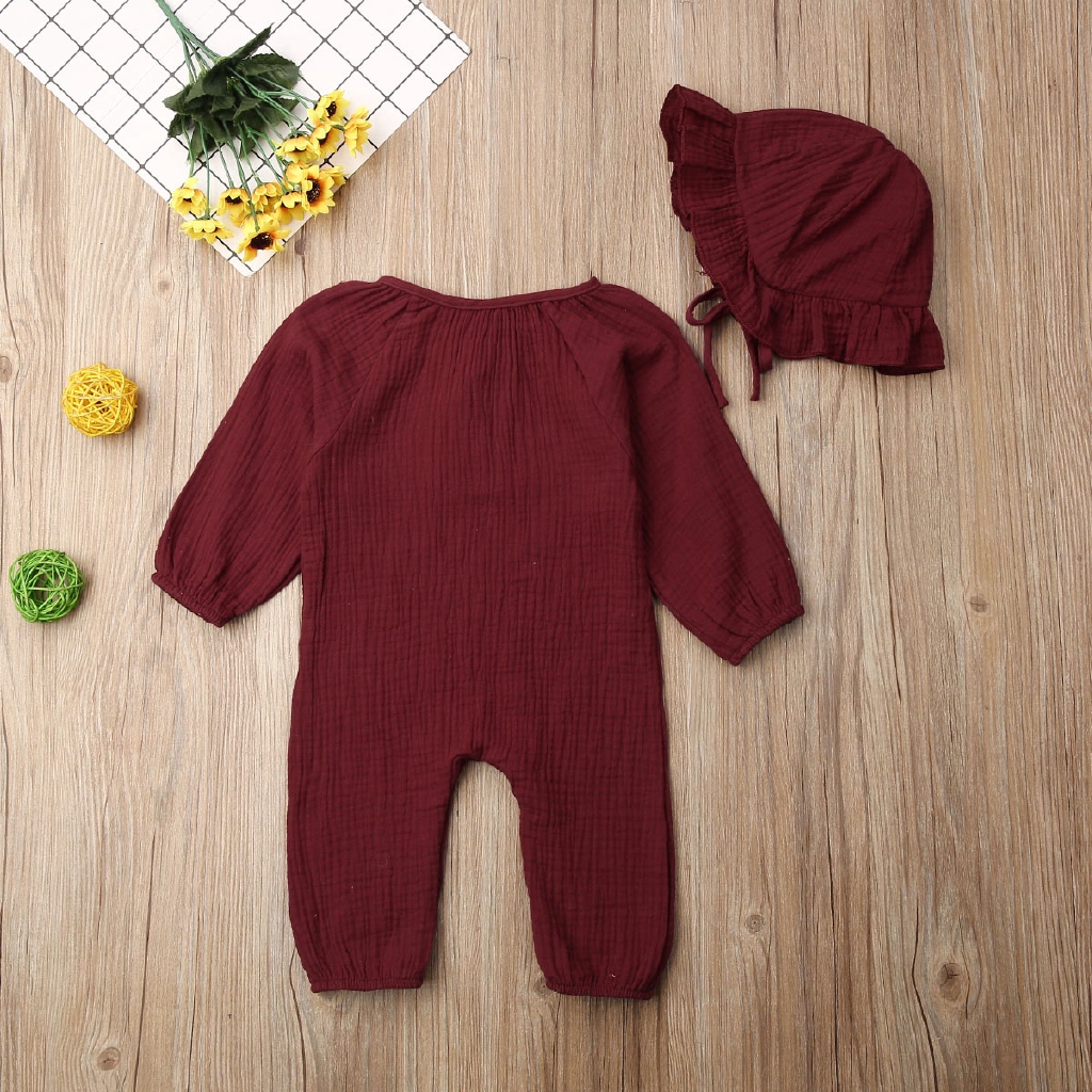 Set 2 Món Áo Liền Quần Tã, Quần Dài Và Nón Đáng Yêu Cho Bé
